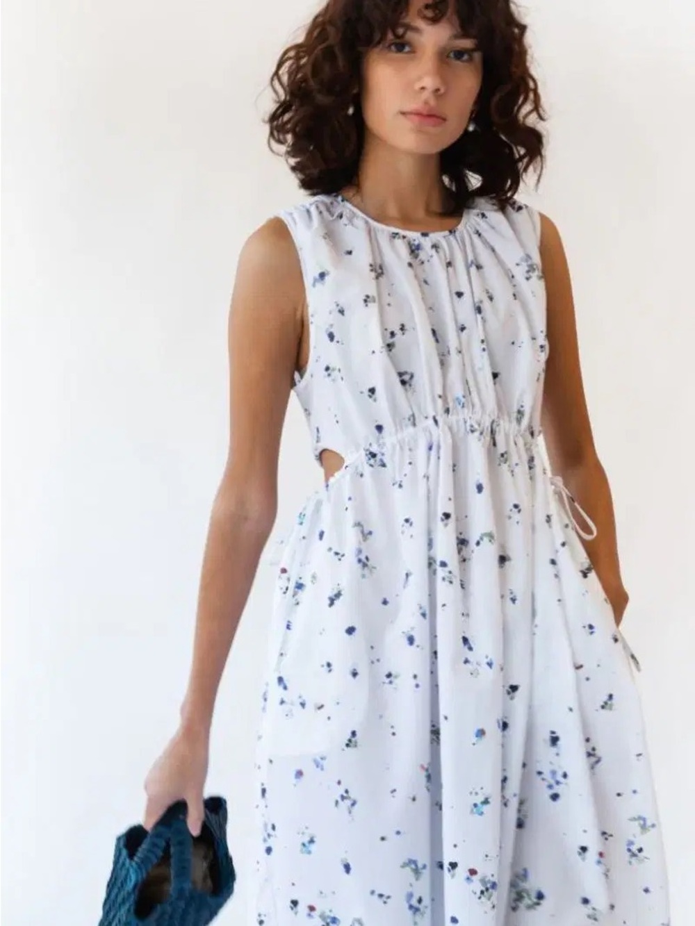 Caron Callahan Goa White Printed Midi Dress with